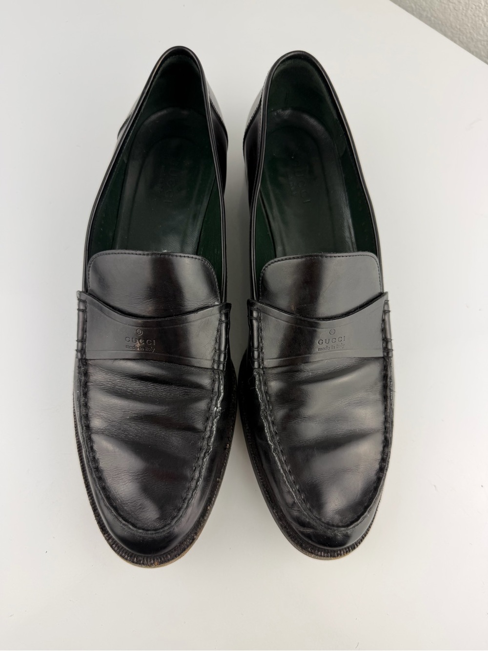 Gucci Black Leather Loafers Black 37.5/7.5 - Picture 2 of 15